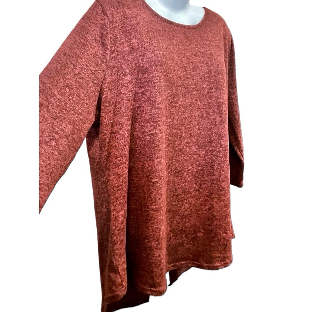 Perch by Blu Pepper Brick Orange Bow Tie Back Soft 3/4 Sleeve Sweater | Size 3XL - Picture 8 of 12